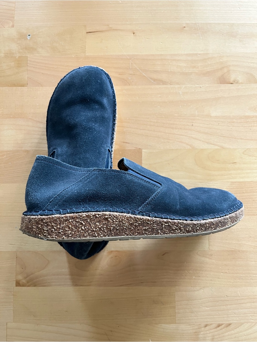 Birkenstock Suede Slip-On Flats - Dark Blue/Teal - Picture 2 of 3